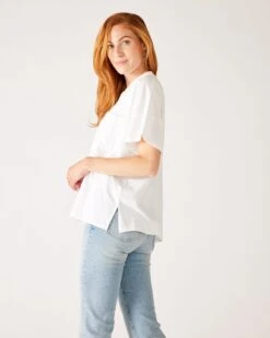 Amelia Short Sleeve Tee -Mersea womens white short sleeve tee one size side view