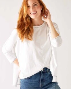 Catalina Slub Tee 32 Catalina Slub Tee -Mersea womens white slub tee one size chest view