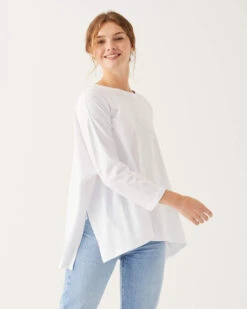 Catalina Slub Tee 39 Catalina Slub Tee -Mersea womens white slub tee one size side view drape